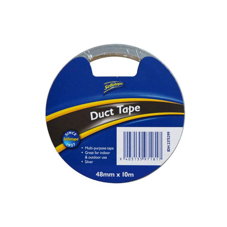 Sellotape Economy Duct Tape, 48mm x 10m, strong adhesive for DIY projects, repairs, and versatile surface applications.