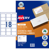 Avery J8161-50 white inkjet labels, 50 sheets with 900 smudge-free, customizable labels, ideal for organizing and mailing.