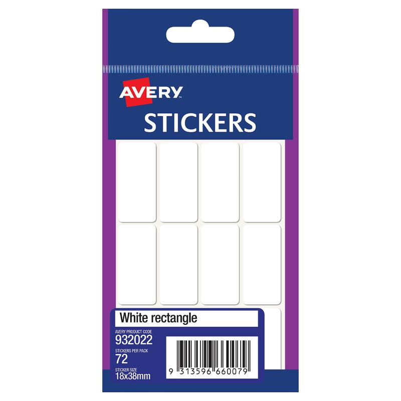 Avery Label White Rectangle 18x38mm 12up 6 Sheets