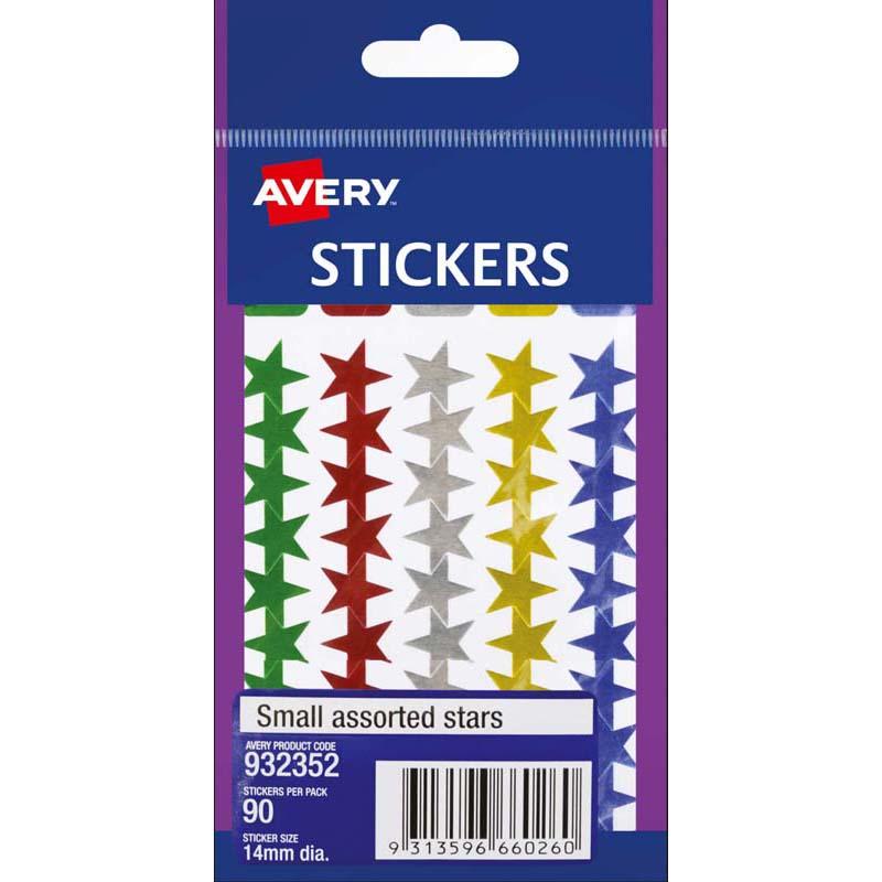 Avery Label Stars Small Assorted 90 Pack