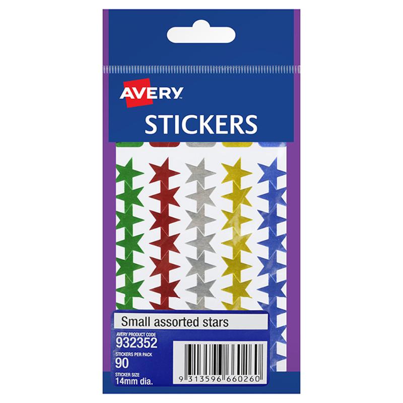 Avery Label Stars Small Assorted 90 Pack