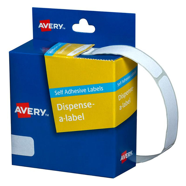 Avery Label Dispenser with 550 white labels (13x49mm) for easy labeling, featuring removable adhesive for repositioning.