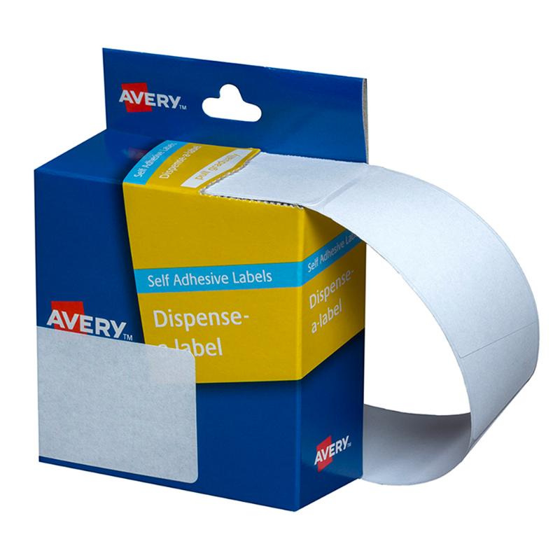 Avery Label Dispenser DMR4463W with 150 white 44x63mm labels for easy, removable organization in home or office.