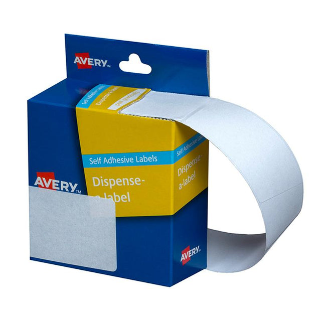 Avery Label Dispenser with 100 removable white labels (89x43mm) for efficient organization and easy access in tasks.