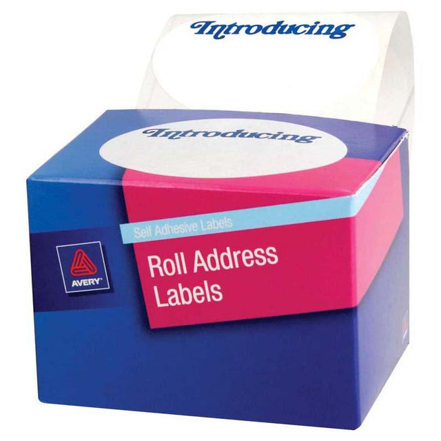 Avery Label Dispenser DMO6348 with white paper labels (63x48mm) for efficient, organized label application in retail.