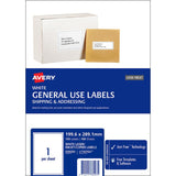 Avery L7167 A4 labels, 199x289mm, eco-friendly, 100 sheets, compatible with laser and inkjet printers for versatile labeling.