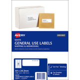 Avery L7157 labels, 64x24.3mm, 100 sheets, 3300 white labels, Jam-Free Technology for hassle-free printing.