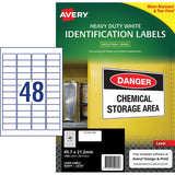 Avery Heavy Duty ID Labels L4778 in white, 45.7x21.2mm, durable and weather-resistant for tough labeling needs.