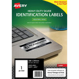 Avery Heavy Duty ID Label L6013 in silver, tear-proof and water-resistant, perfect for asset identification in tough conditions.