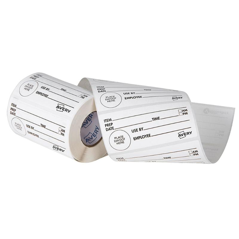 Avery Labels Shelf Life Removable 102x47mm White Black 500 Roll