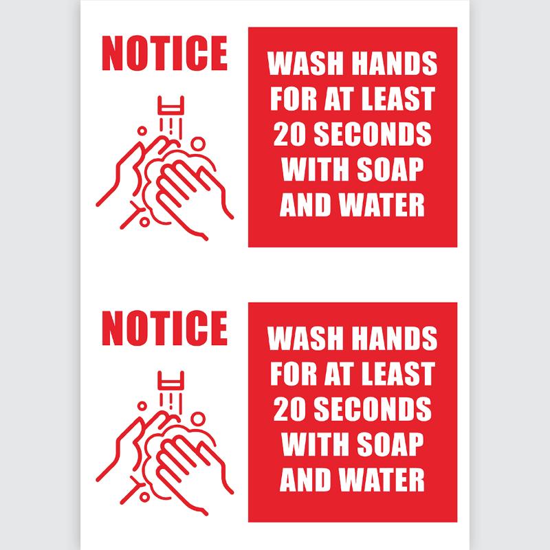 Avery self-adhesive sign in red and white, promoting handwashing with durable, weather-resistant materials for high-traffic areas.