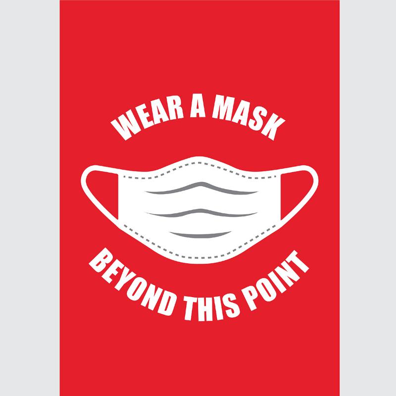 Avery self-adhesive sign for mask compliance in red and white, durable and water-resistant, ideal for safety in various environments.