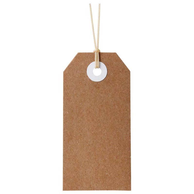 Brown Kraft tags in a 24 pack, measuring 48x96mm, ideal for gifting, labeling, and crafting with durable cardboard material.