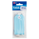 Pastel blue Avery Tags, 48x96mm, durable cardboard with reinforced holes, 24 pack for crafts and gift labeling.