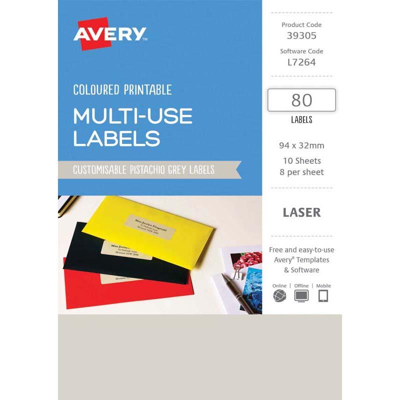 Avery Labels L7264 Pistachio 32x94 A5 8up 10 Sheets
