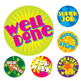 Colorful mini merit stickers in assorted captions, 13mm size, ideal for rewarding children's achievements, 800 pack.