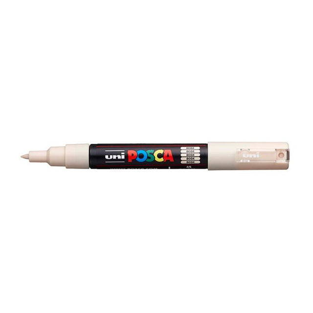 Uni Posca 0.7mm Beige marker featuring an ultra-fine tip for detailed designs, ideal for artists and crafters.