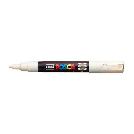 Ivory Uni Posca Marker with 0.7mm ultra-fine tip, ideal for precise designs on various surfaces.