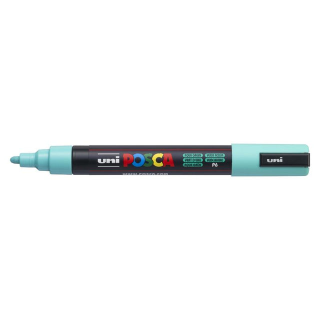 Aqua Green Uni Posca Marker with medium bullet tip, ideal for vibrant, precise art on various surfaces.