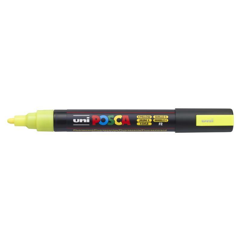 Uni Posca Marker 1.8-2.5mm Med Bullet Fluoro Yellow PC-5M