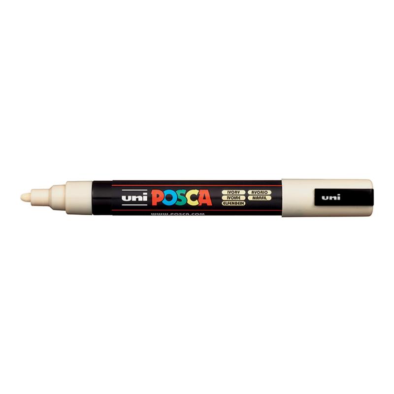 Ivory Uni Posca Marker with medium bullet tip, ideal for precise and vibrant artwork on various surfaces.