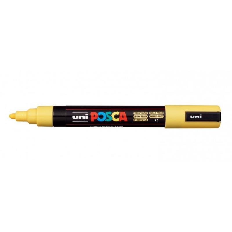 Uni Posca Marker in Straw Yellow with a 1.8-2.5mm bullet tip for versatile and vibrant artwork on various surfaces.