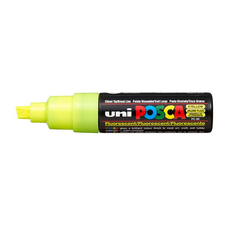 Uni Posca Marker 8.0mm Bold Chisel Fluoro Yellow PC-8K