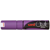 Violet Uni Chalk Marker 8.0mm chisel tip, ideal for vibrant art on non-porous surfaces like windows and metal.