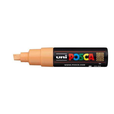 Light orange Uni Posca marker with an 8.0mm chisel tip, ideal for vibrant art on various surfaces.