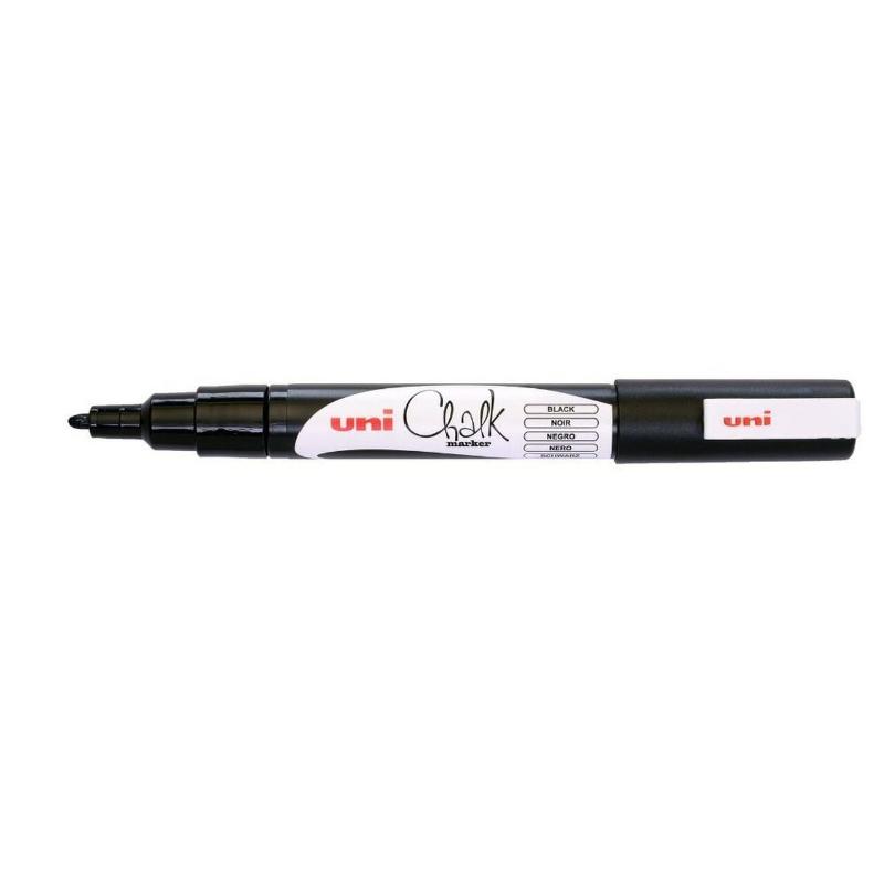 Uni Chalk Marker 0.9-1.3mm Bullet Tip Black PWE-3MS