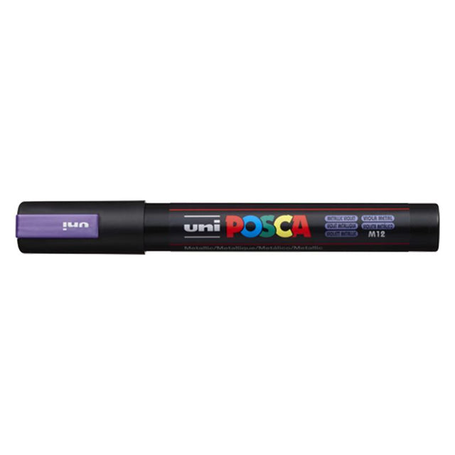 Metallic violet Uni Posca Marker with 8.0mm chisel tip for vibrant, versatile artwork on various surfaces.