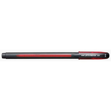 Uni Jetstream 101 Capped 0.5mm Red rollerball pen with smooth, quick-drying ink, ideal for precise writing and left-handed users.