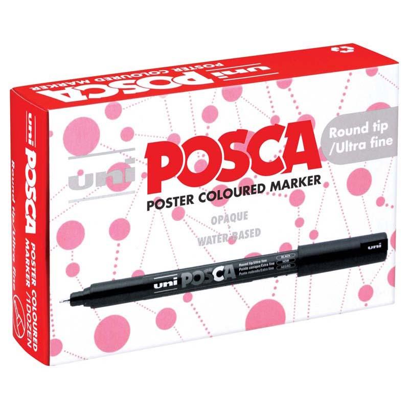 Uni Posca Marker 0.7mm Ultra-Fine Pin Tip Asstd Metallic Box/12 PC-1MR