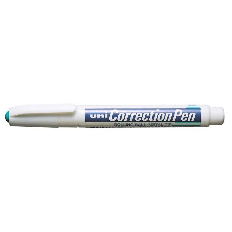 Uni Correction Pen CLP-300 with metal tip for precision corrections on handwritten and typed documents, 8ML size.