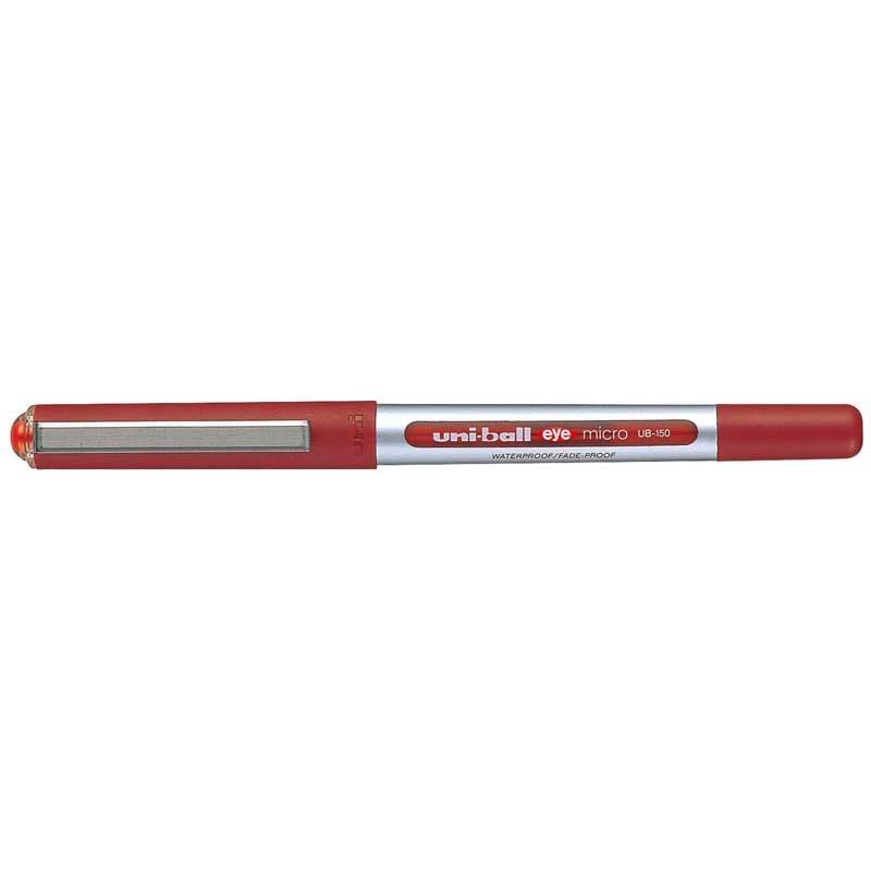 Uni-ball Eye 0.5mm Micro Red Rollerball Pen, featuring smooth liquid ink for detailed writing and vibrant color.