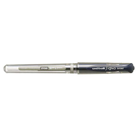 Uni-ball Signo Broad 1.0mm gel pen in blue black, featuring smooth ink flow and comfortable grip for writing and crafting.