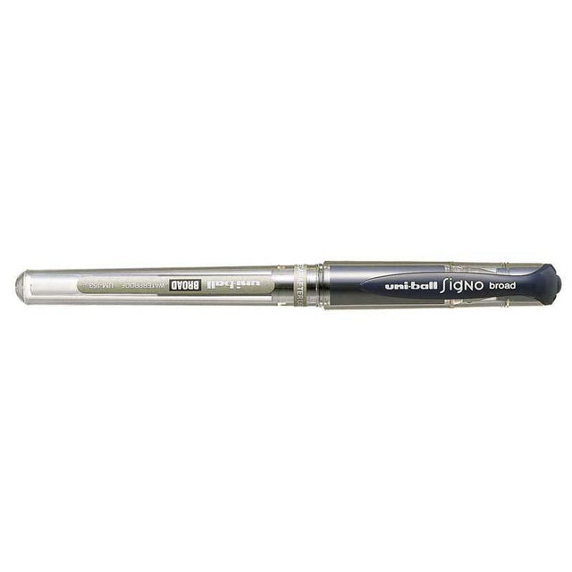 Uni-ball Signo Broad 1.0mm gel pen in blue black, featuring smooth ink flow and comfortable grip for writing and crafting.