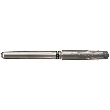 Metallic silver gel ink rollerball pen with a smooth 1.0mm nib, perfect for art, writing, and decorative projects.