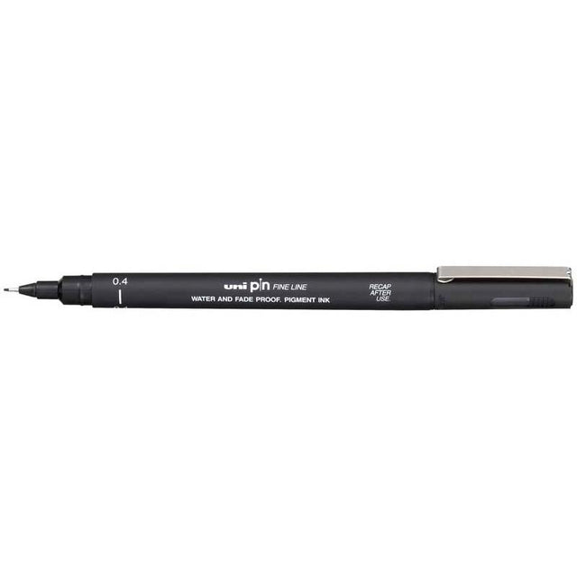 Precision 0.4mm black fineline marker with durable tip, ideal for detailed art and long-lasting, vibrant ink.