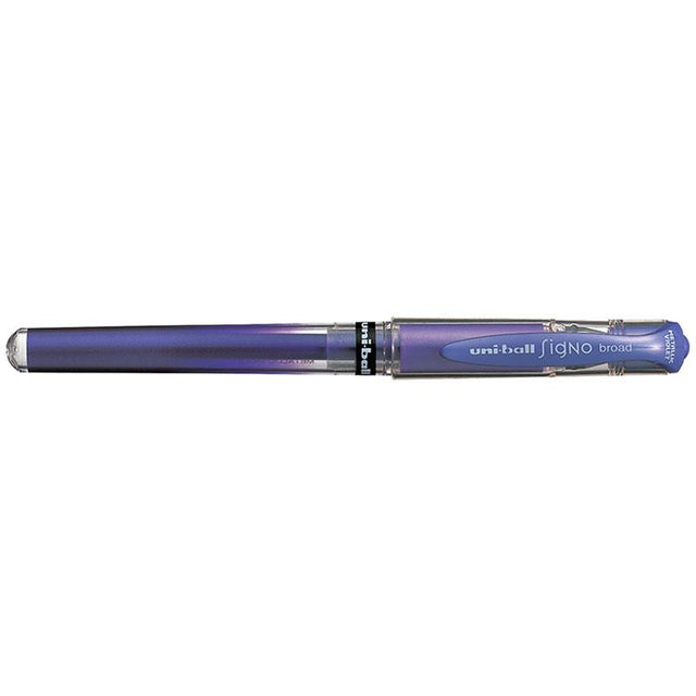 Metallic violet gel ink pen with a 1.0mm nib, perfect for decorative writing and art projects.