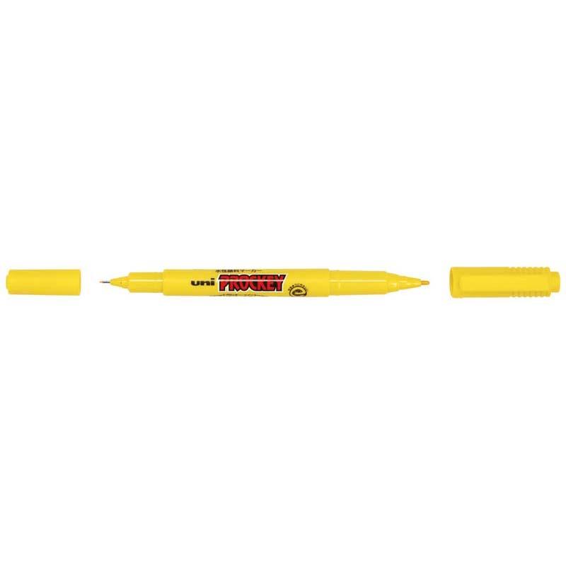 Uni Prockey Marker Dual Tip 0.4/0.9mm Yellow PM-120