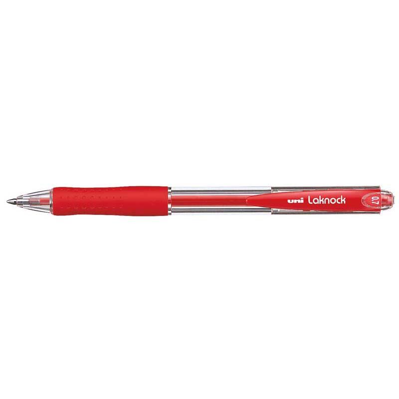 Retractable fine red ballpoint pen with 0.7mm nib, comfort grip, and eco-friendly design for smooth writing.