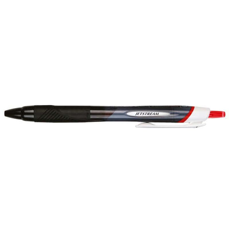 Red Uni Jetstream Sport retractable pen with 1.0mm nib, designed for comfort and smooth writing for all users.