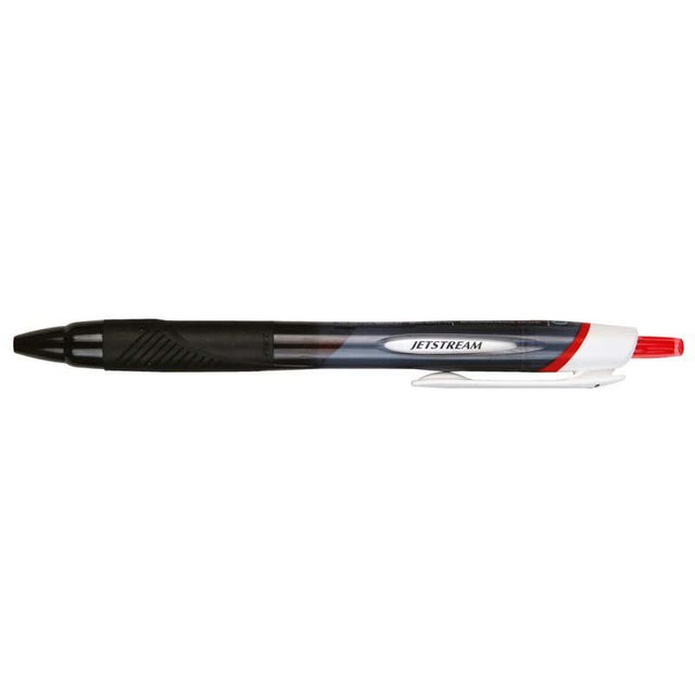 Red Uni Jetstream Sport retractable pen with 1.0mm nib, designed for comfort and smooth writing for all users.