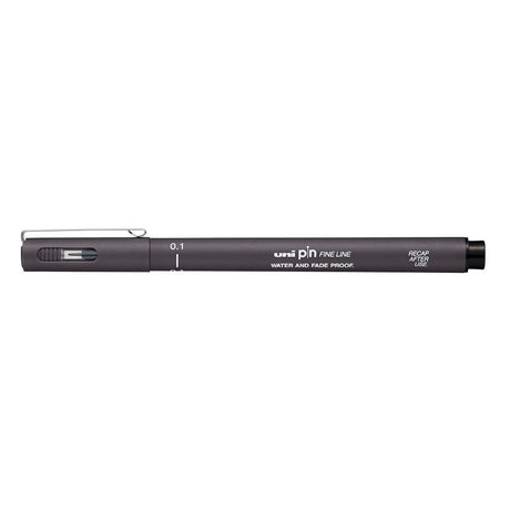 Ultra-fine 0.1 mm dark grey fineliner pen, perfect for intricate details and long-lasting, vibrant artwork.