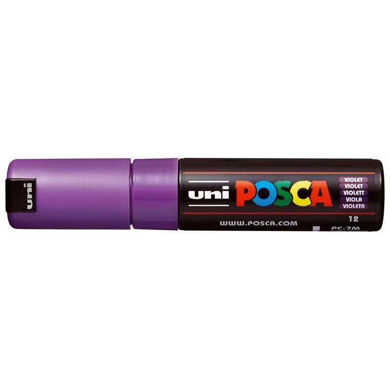 Violet Uni Posca Marker with 4.5-5.5mm bold bullet tip, ideal for precise, vibrant art on various surfaces.