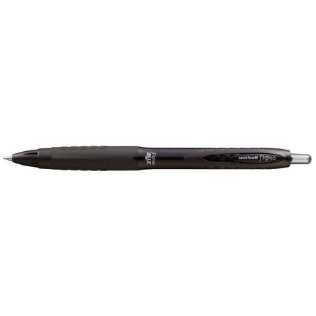 Uni-ball Signo 307 retractable gel pen in black, featuring 0.7mm nib, skip-free technology, and smooth, quick-drying ink.