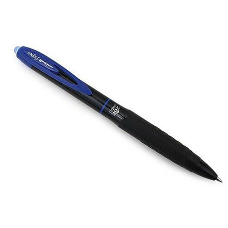 Uni-ball Signo 307 retractable gel pen in blue, featuring a 0.5mm nib for smooth, skip-free, and smear-resistant writing.