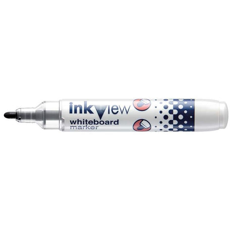 Uni Inkview Blue Whiteboard Marker with transparent barrel and 1.8-2.2mm bullet tip for clear, bold writing.