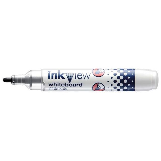 Uni Inkview Blue Whiteboard Marker with transparent barrel and 1.8-2.2mm bullet tip for clear, bold writing.